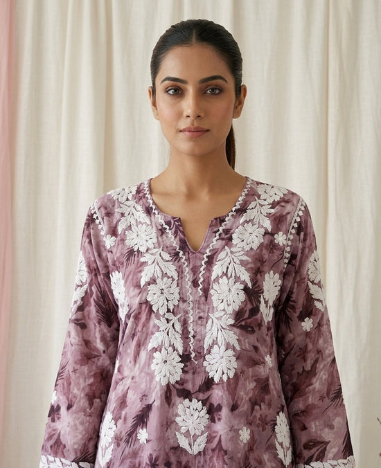 Aarzoo Onion Pink Mull Cotton Long Kurti