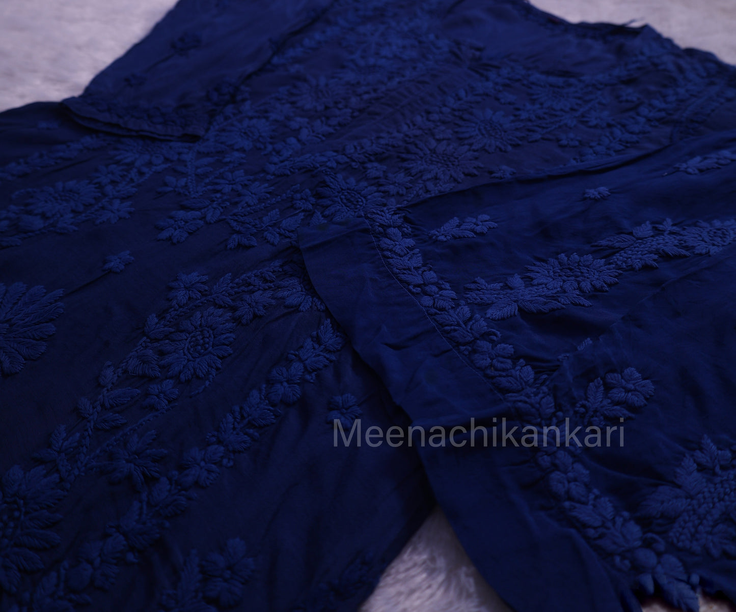 Jasmine Chikankari Royal Blue Muslin kurta Set