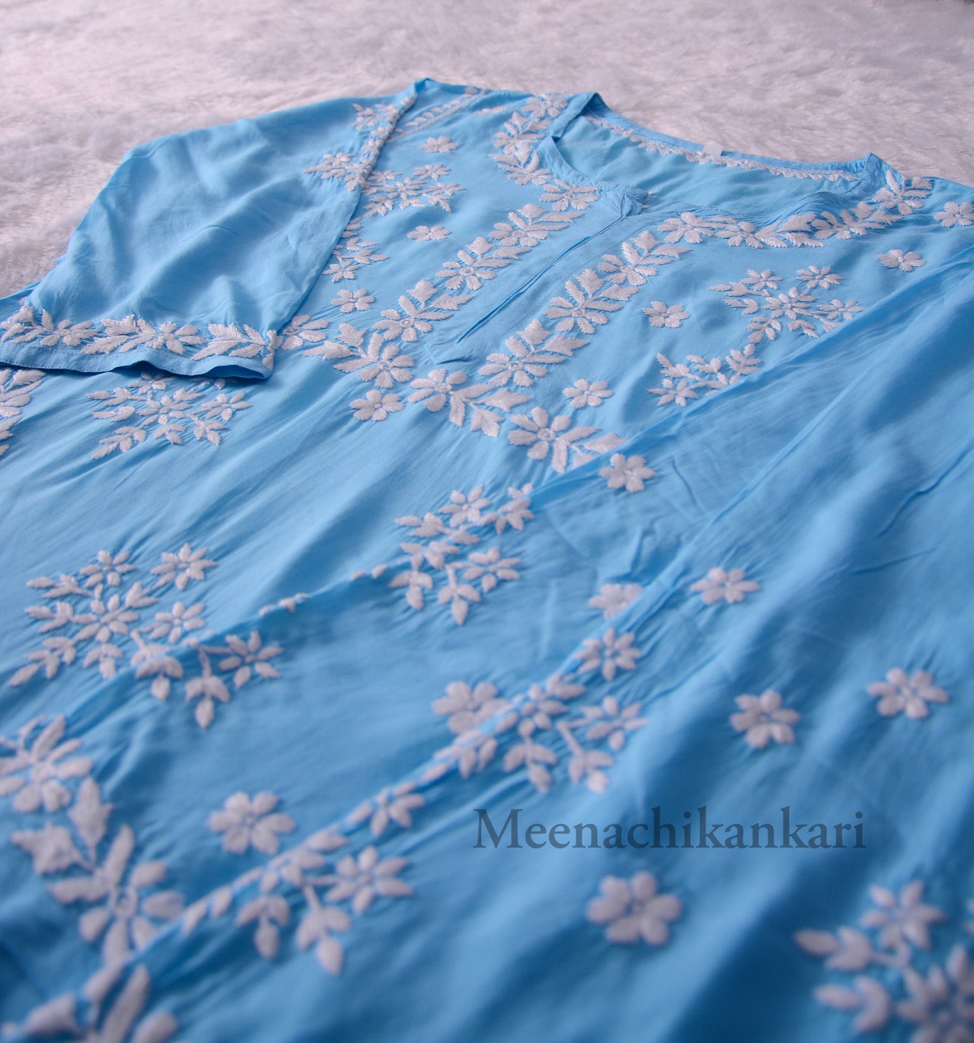 Ahana Ocean Blue Modal kurta Set