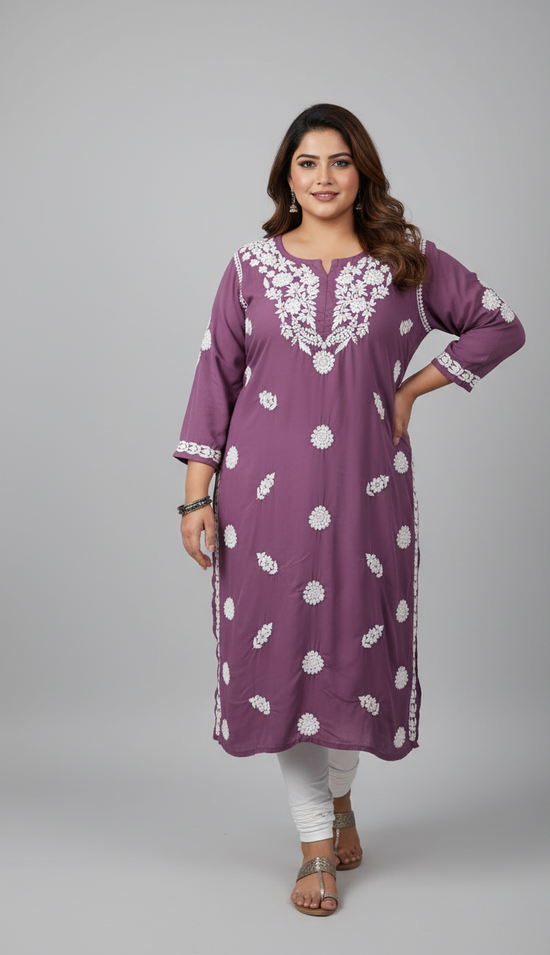 Rida Lavender Purple Long Modal Kurta