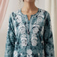 Aarzoo Teal Blue Mull Cotton Long Kurti