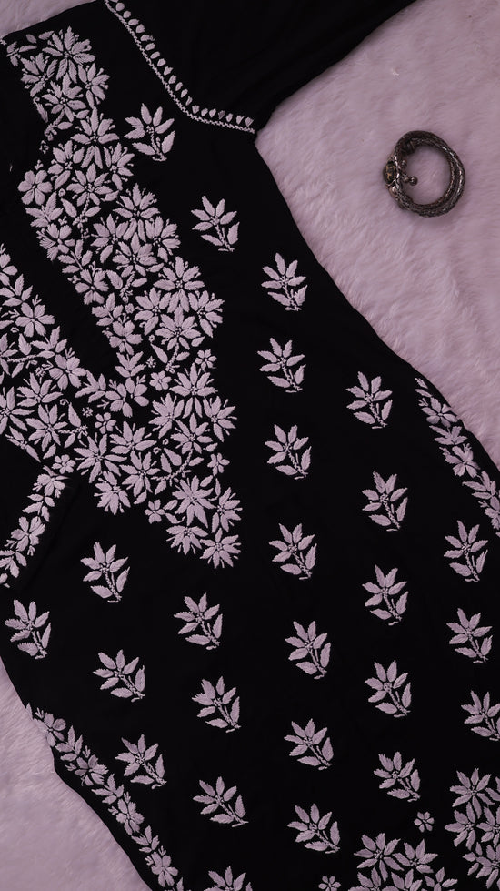 Noor Black Modal Chaikankari Long Kurti