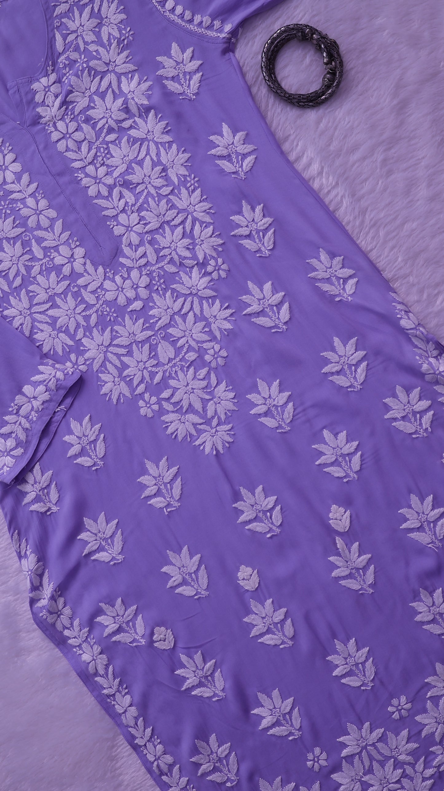 Noor Lilac Modal Chaikankari Long Kurti