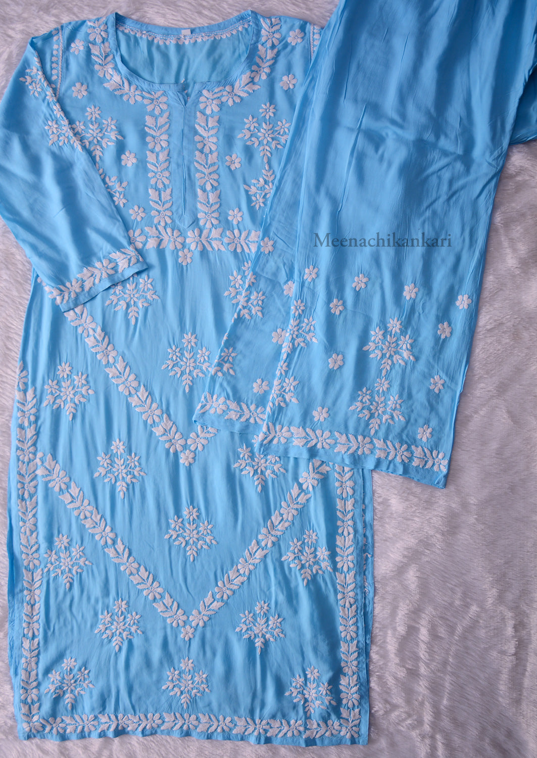 Ahana Ocean Blue Modal kurta Set