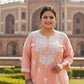 Amena Peach Plus Size Long Kurta