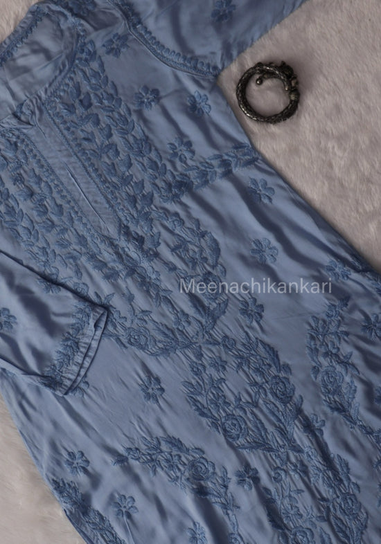 Rahifa Powder Blue Long Modal Kurta