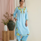 Safa Ocean Blue Chikankari Modal Kurta Set
