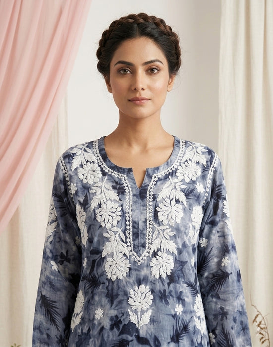 Aarzoo Grey Mull Cotton Long Kurti