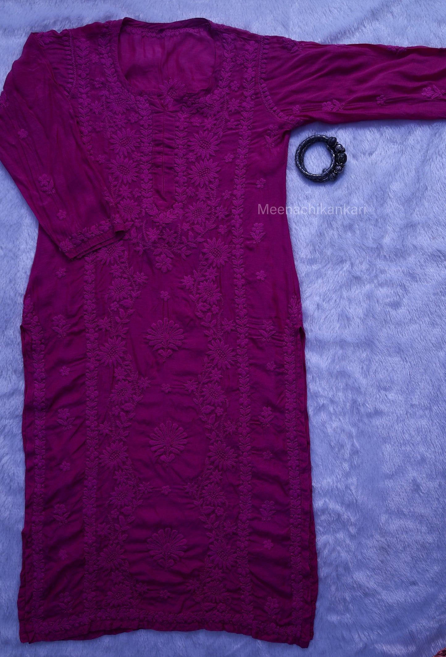 Jasmine Chikankari Magenta Muslin kurta Set