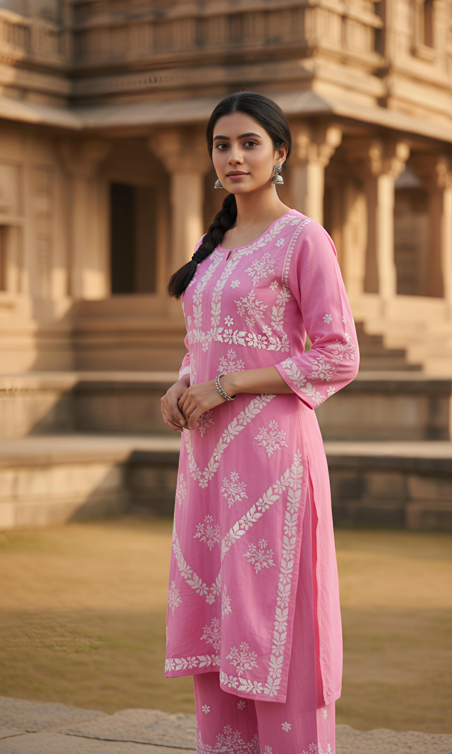 Ahana Pink Modal kurta Set