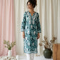 Aarzoo Teal Blue Mull Cotton Long Kurti