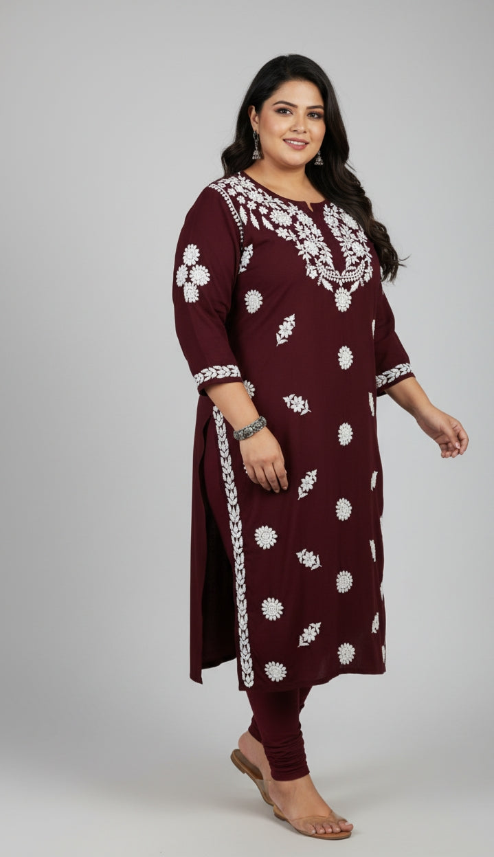 Rida Coffee Brown Long Modal Kurta