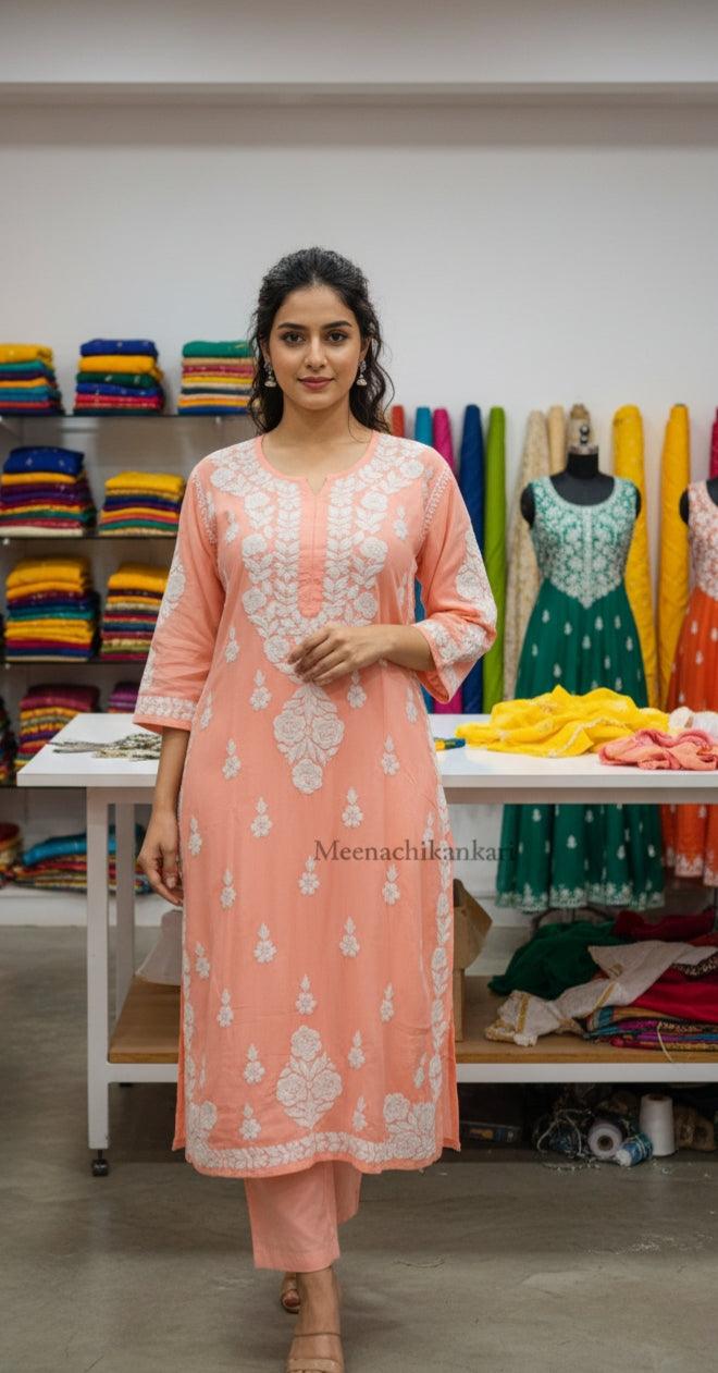 Saher Peach Modal Straight Kurta