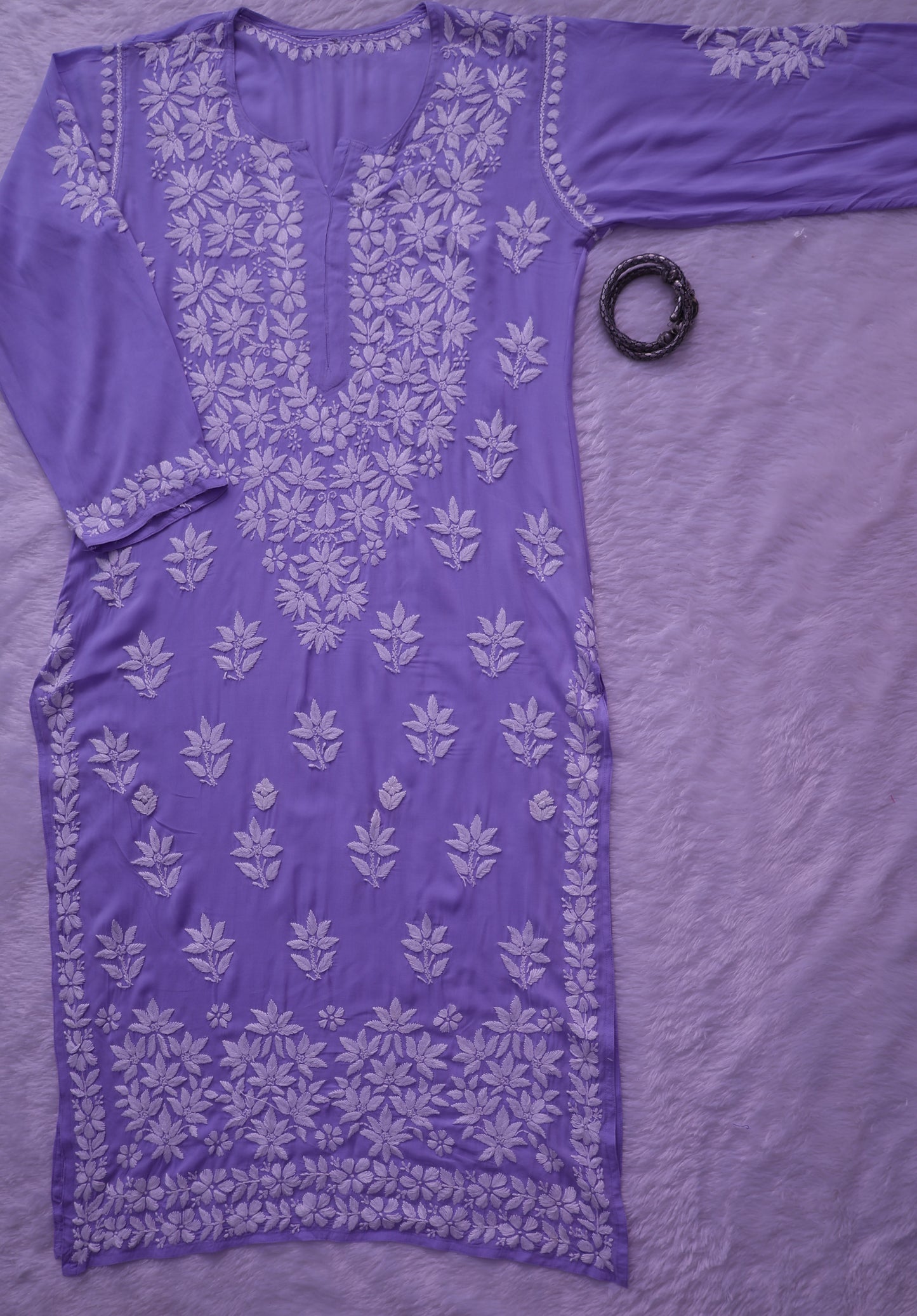 Noor Lilac Modal Chaikankari Long Kurti