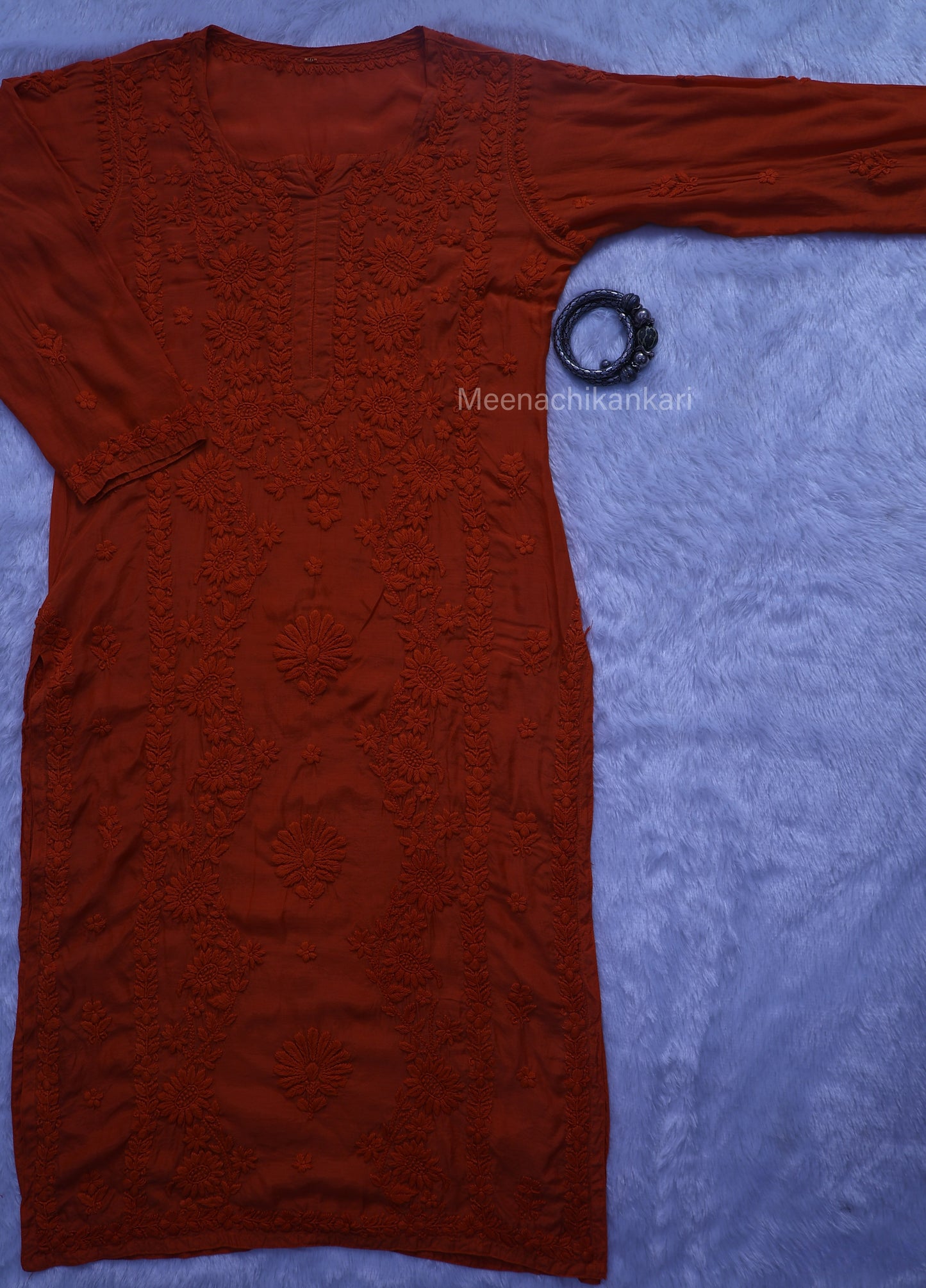 Jasmine Chikankari Rust Colour Muslin kurta Set