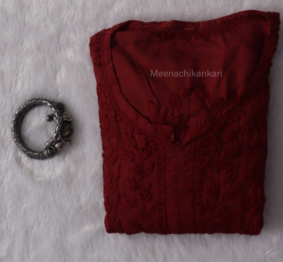 Rahifa Red Long Modal Kurta