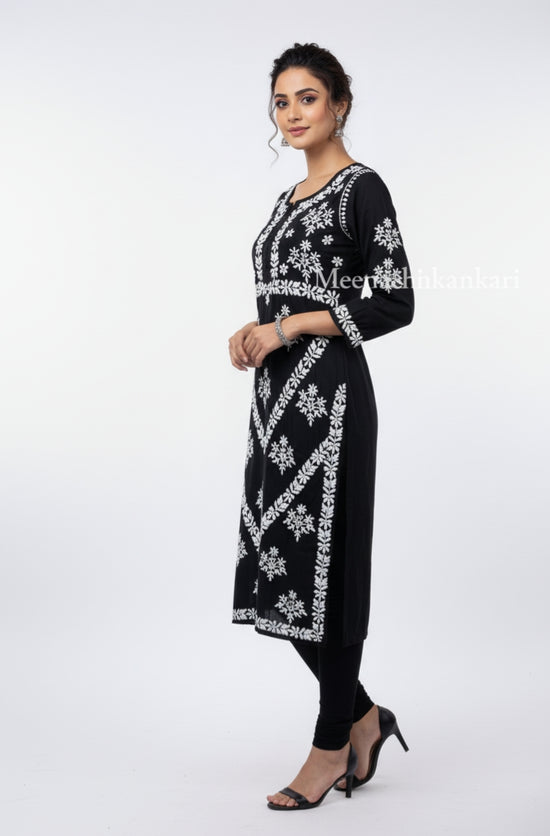 Siri Black Modal Straight Long Kurta