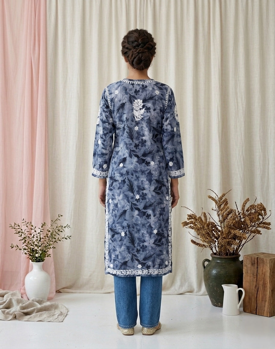 Aarzoo Grey Mull Cotton Long Kurti