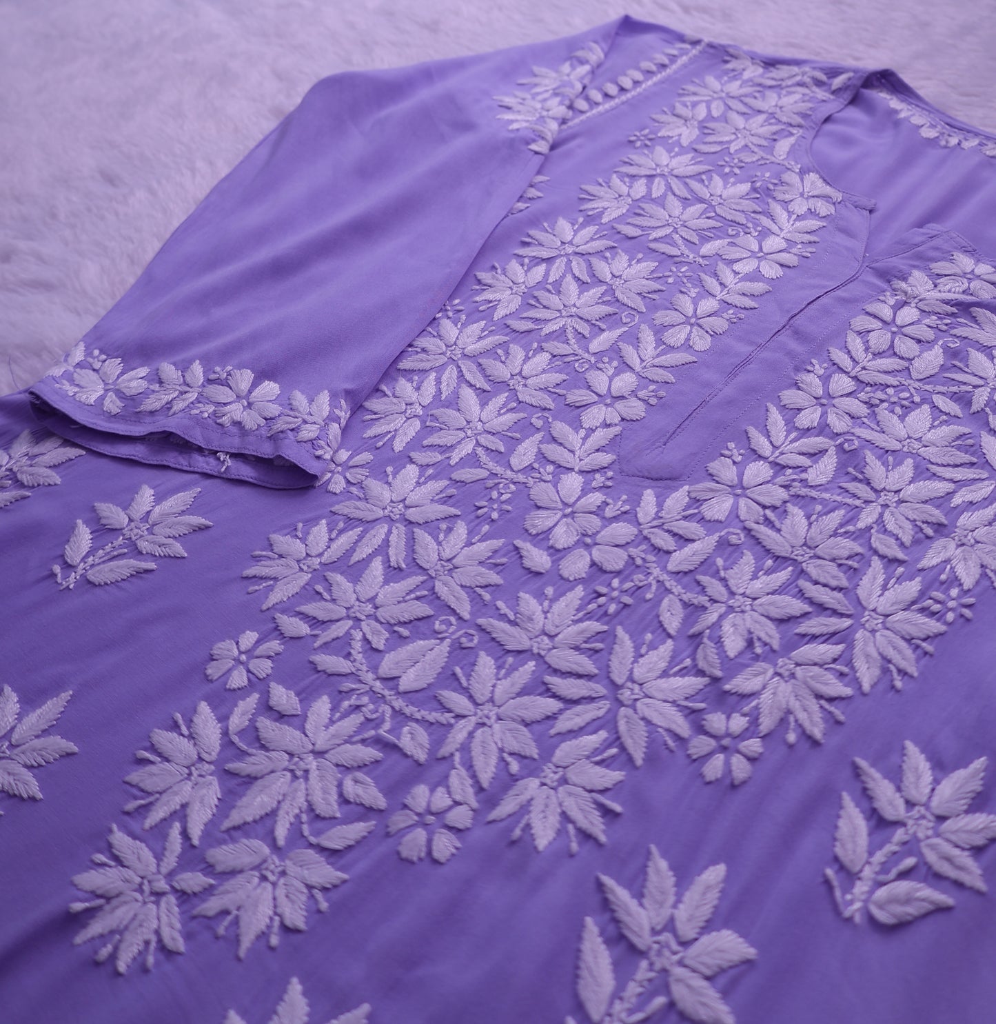 Noor Lilac Modal Chaikankari Long Kurti