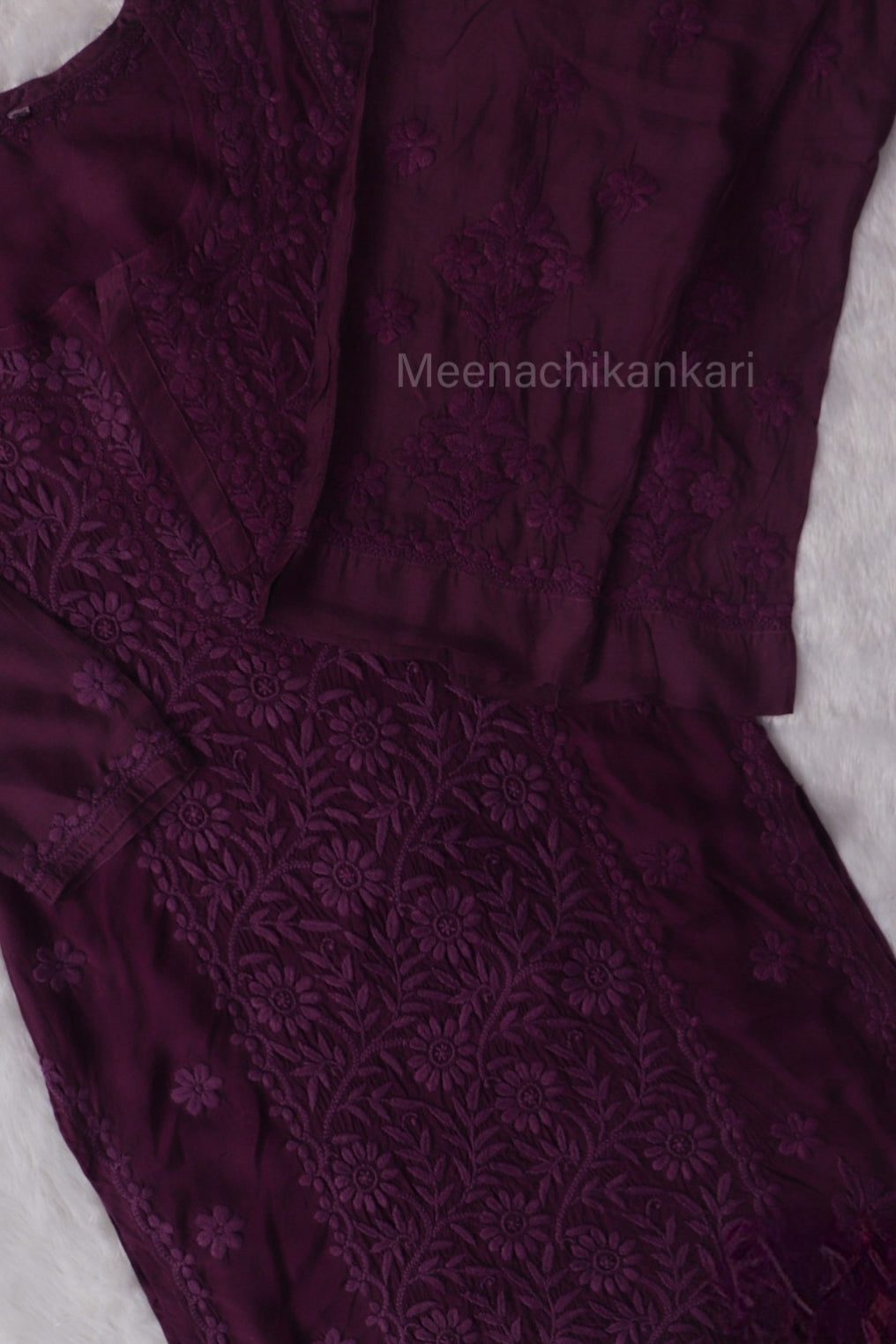Ektara Purple Muslin Mid Long Cord Kurta Set
