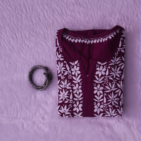 Noor Deep Purple Modal Chaikankari Long Kurti