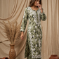 Safar Green Long Cotton Chikankari Kurta Set