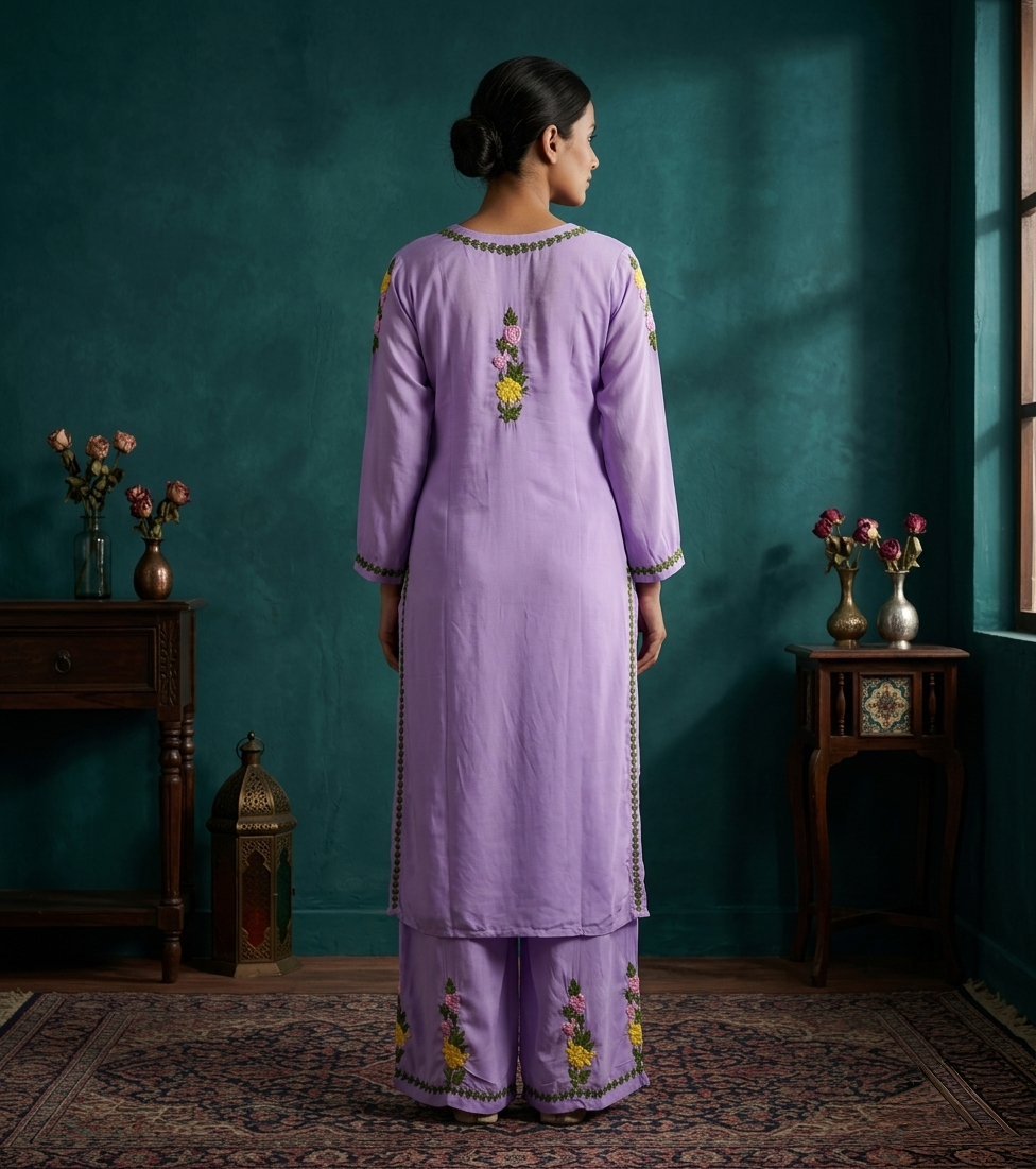 Safa Lilac Chikankari Modal Kurta Set