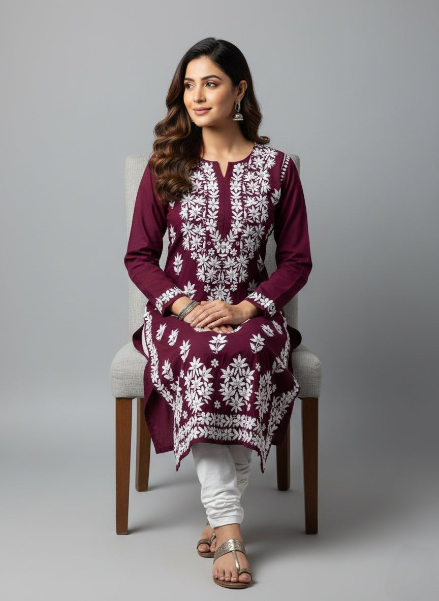 Noor Deep Purple Modal Chaikankari Long Kurti