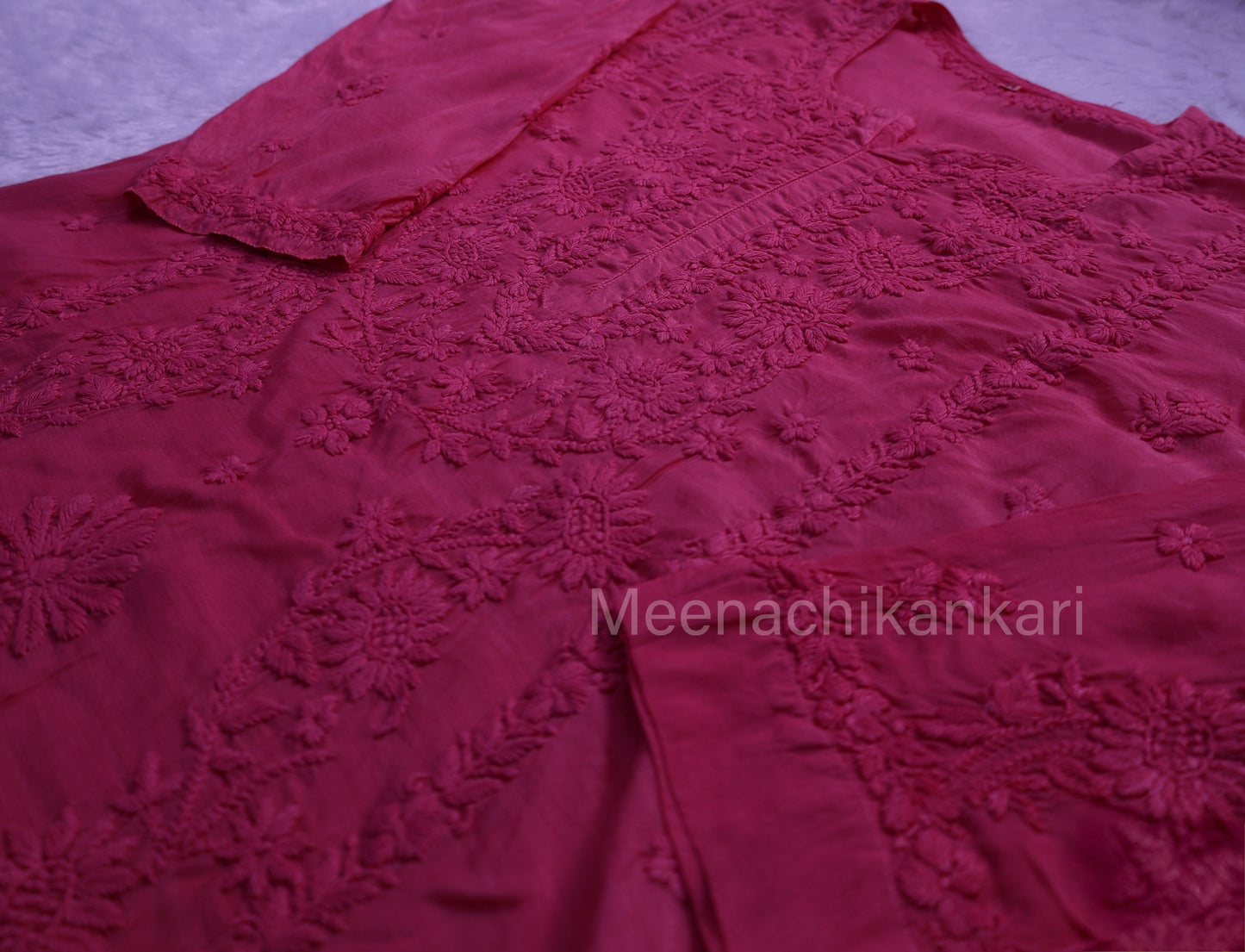 Jasmine Chikankari Onion Pink Muslin kurta Set