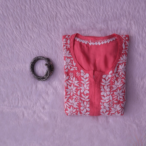 Noor Carrot Modal Chaikankari Long Kurti