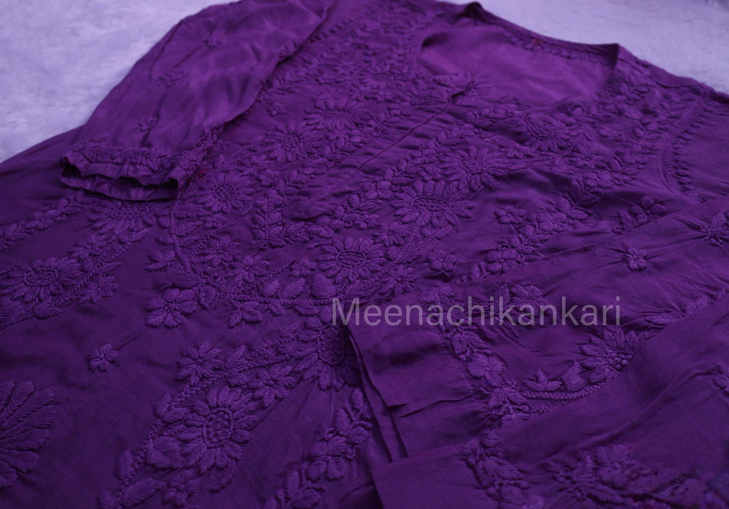 Jasmine Chikankari Plum Purple Muslin kurta Set