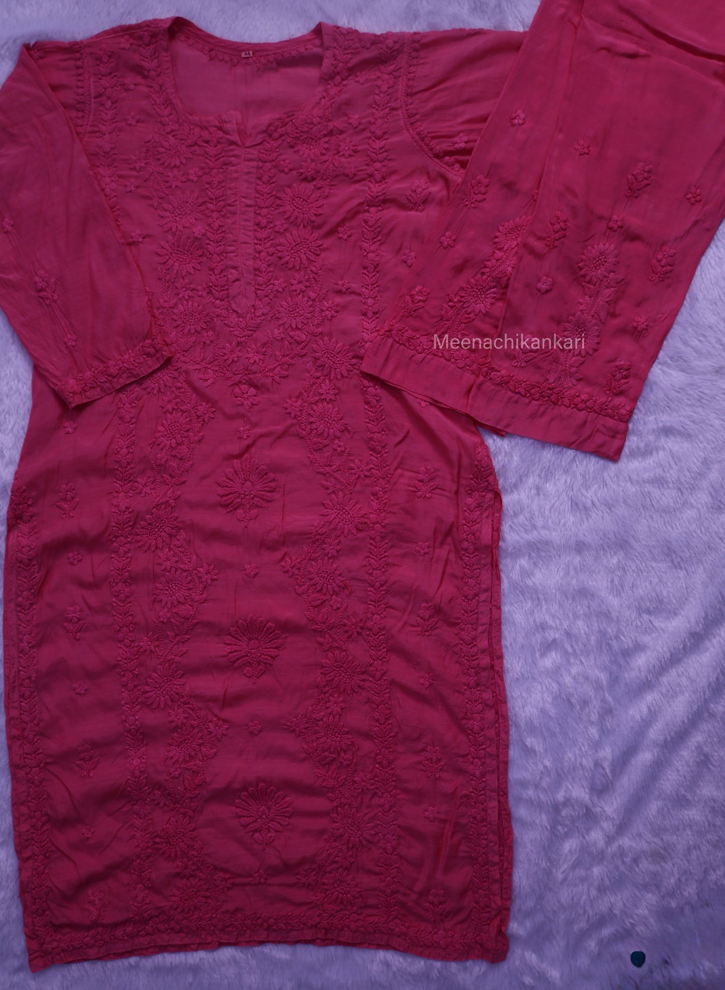 Jasmine Chikankari Onion Pink Muslin kurta Set