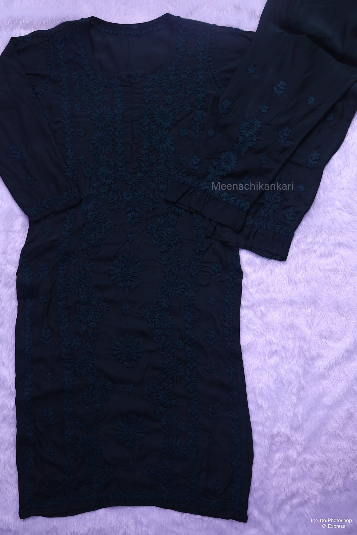 Jasmine Chikankari Bottle Green Muslin kurta Set