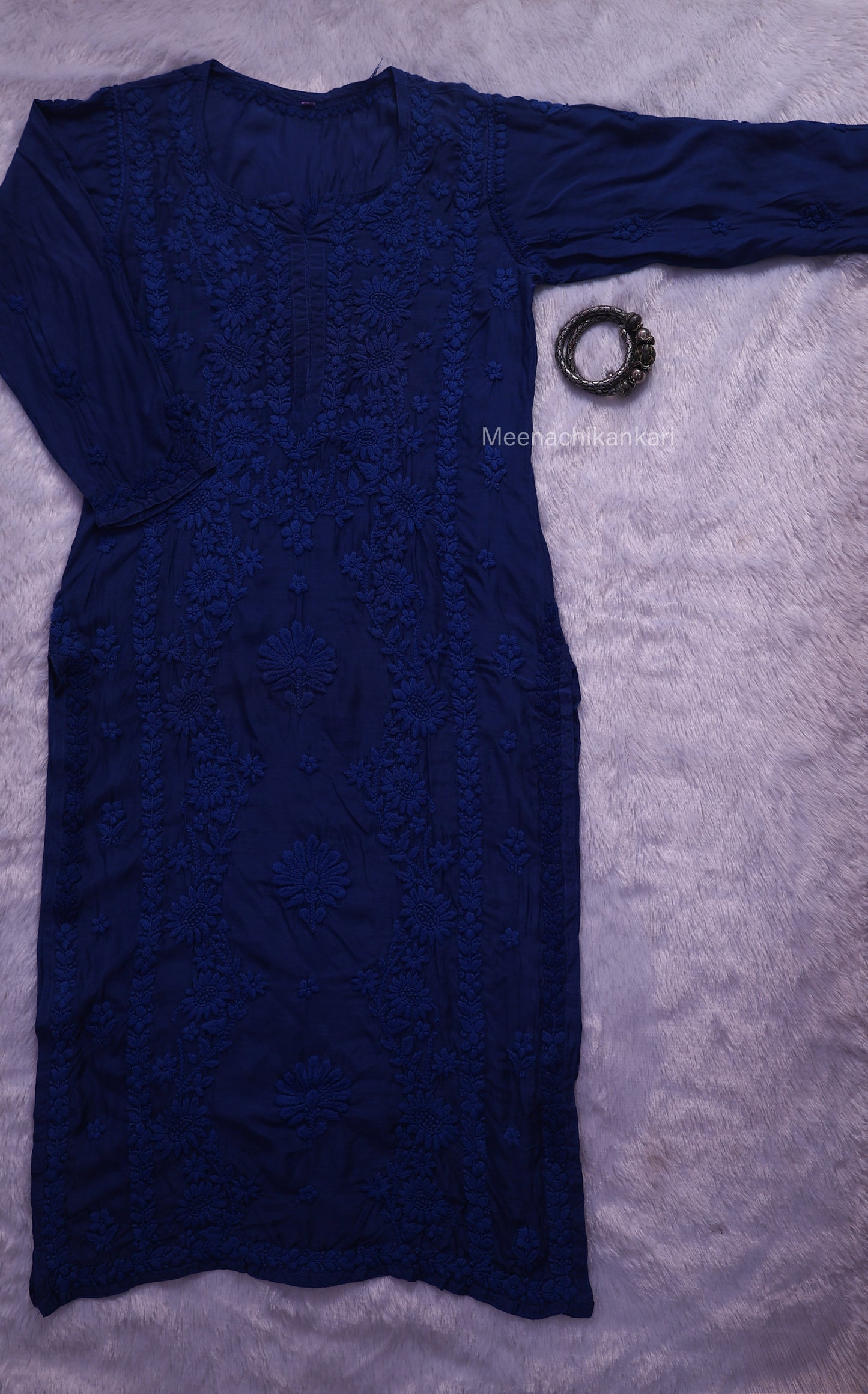 Jasmine Chikankari Royal Blue Muslin kurta Set