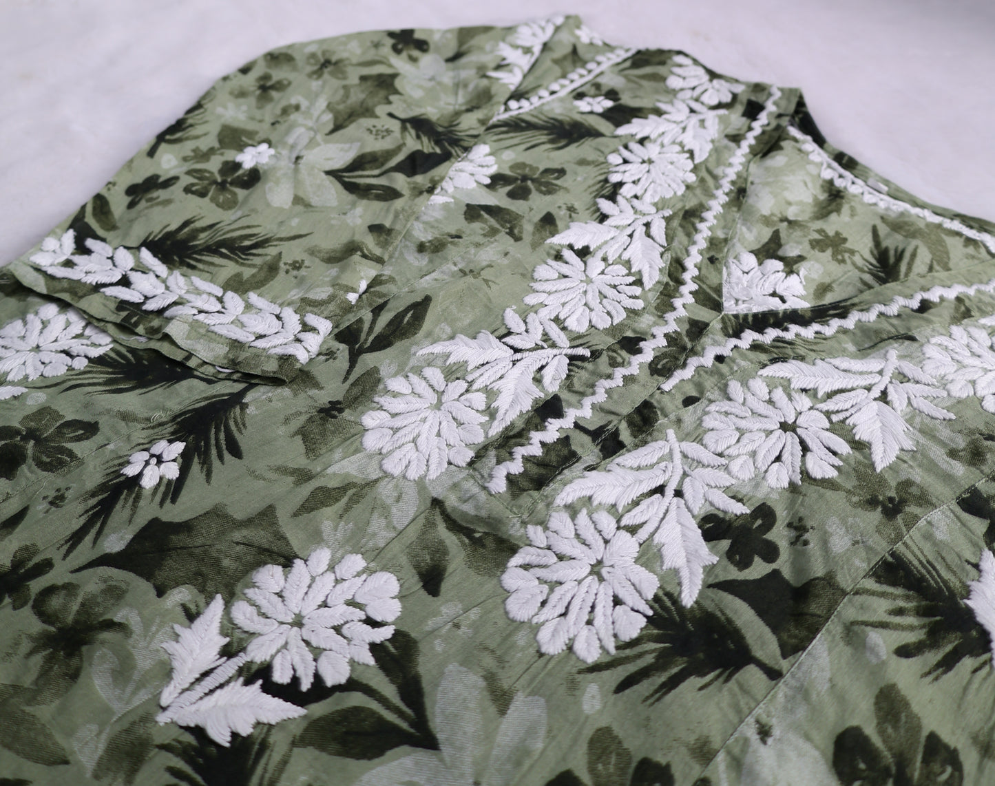 Aarzoo Green Mull Cotton Long Kurti