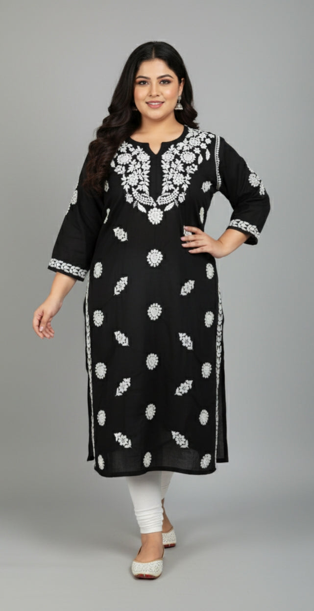 Rida Black Long Modal Kurta
