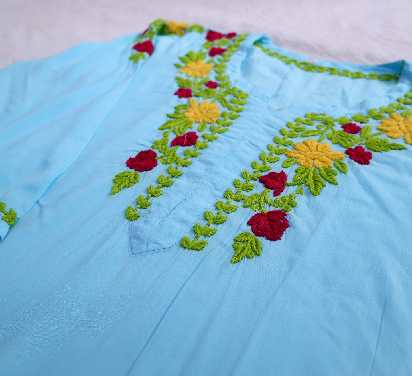 Safa Ocean Blue Chikankari Modal Kurta Set
