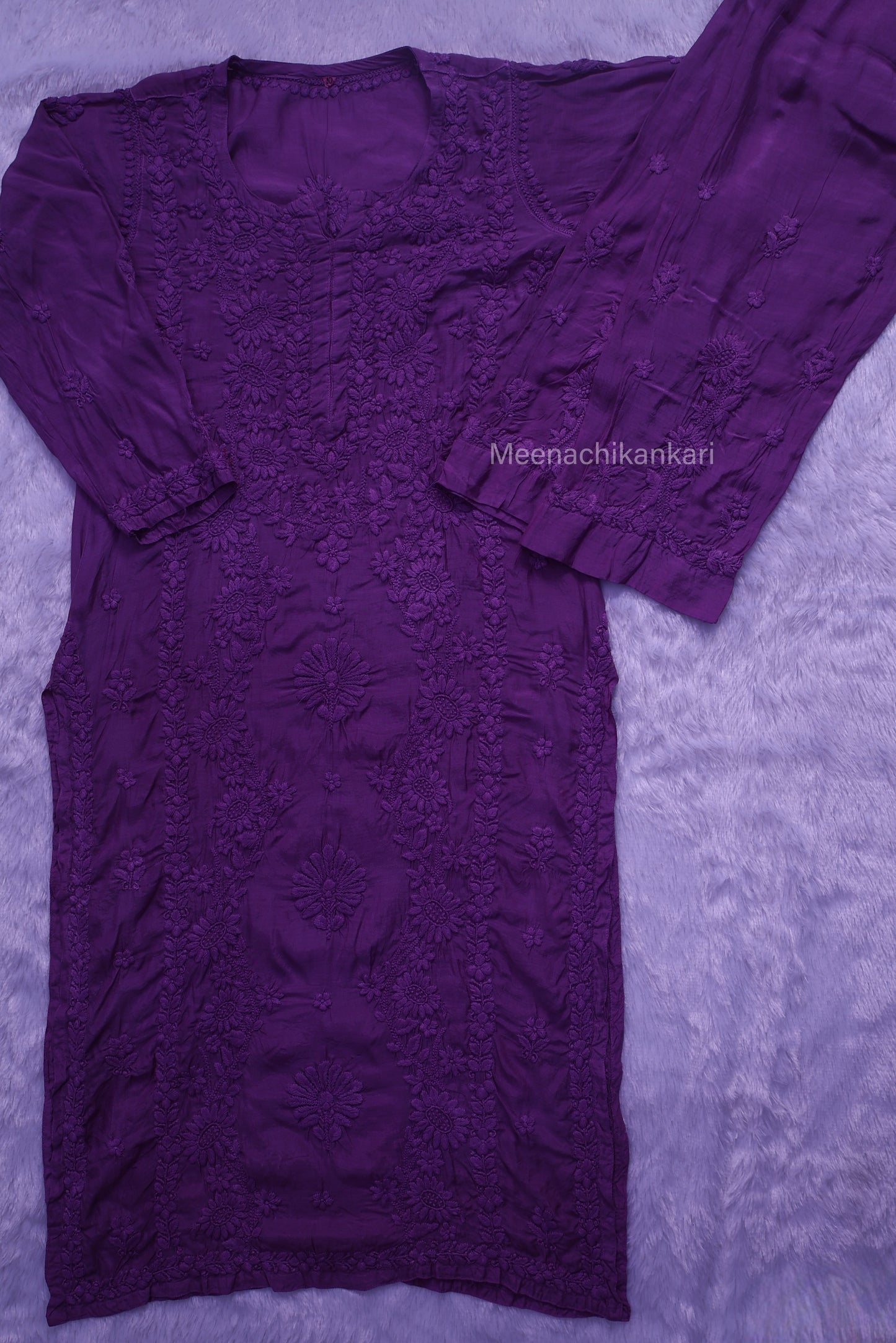 Jasmine Chikankari Plum Purple Muslin kurta Set