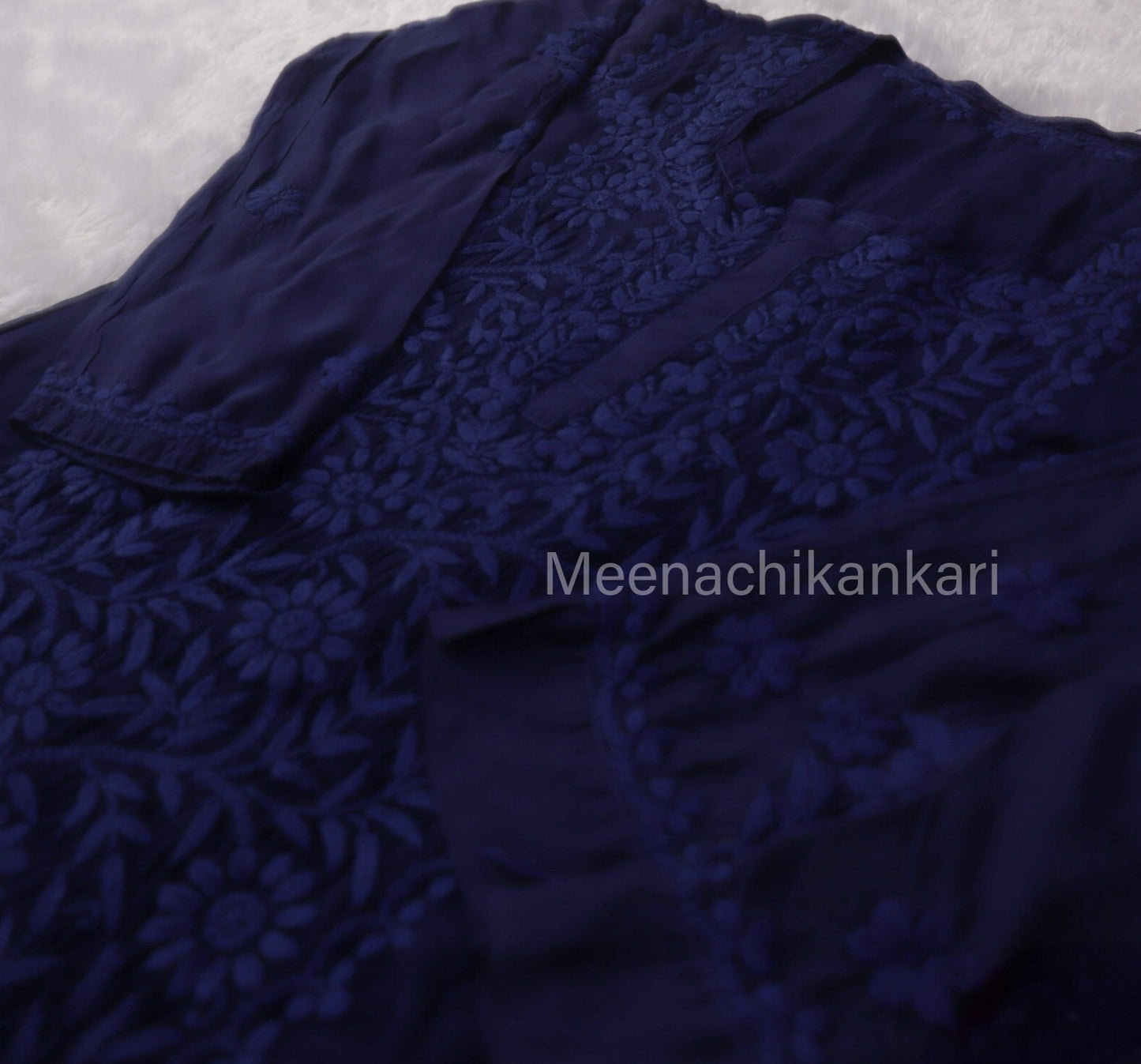 Ektara Royal Blue Muslin Mid Long Cord Kurta Set