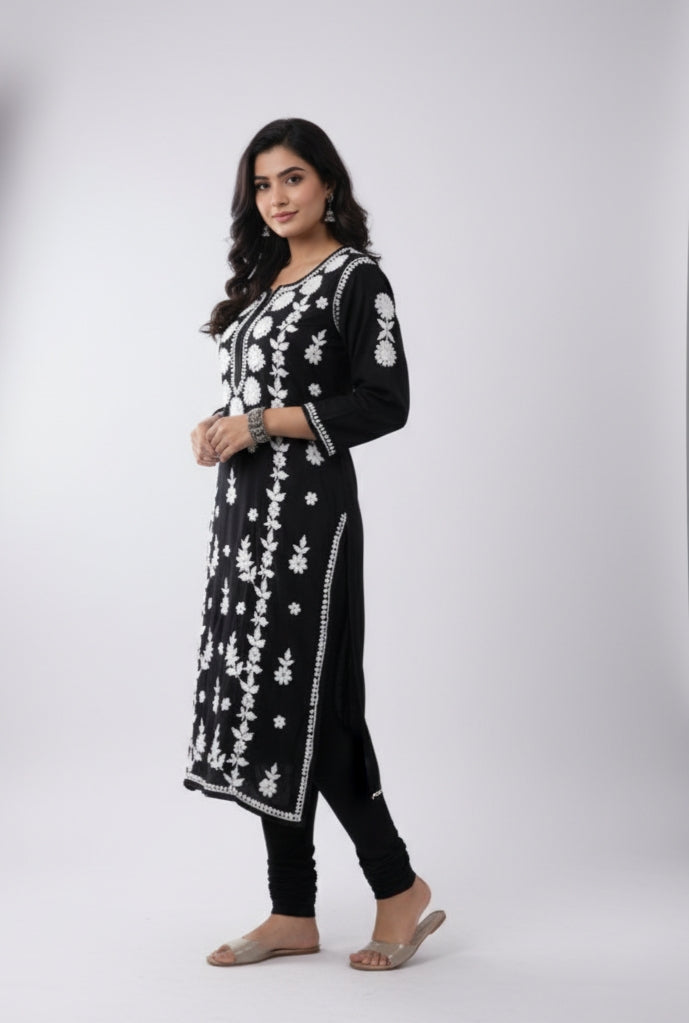 Sama Black Modal Straight Long Kurta