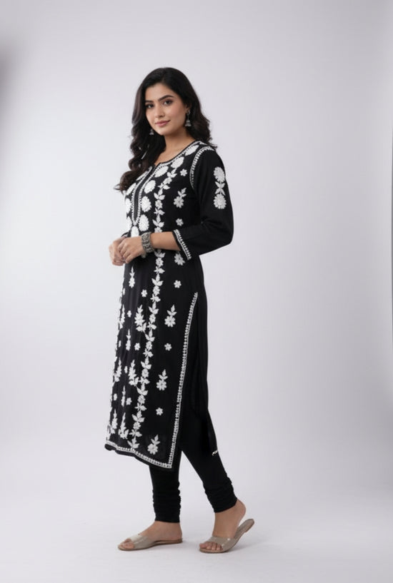 Sama Black Modal Straight Long Kurta