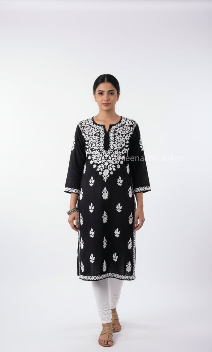 Haya Black Modal Straight Kurta